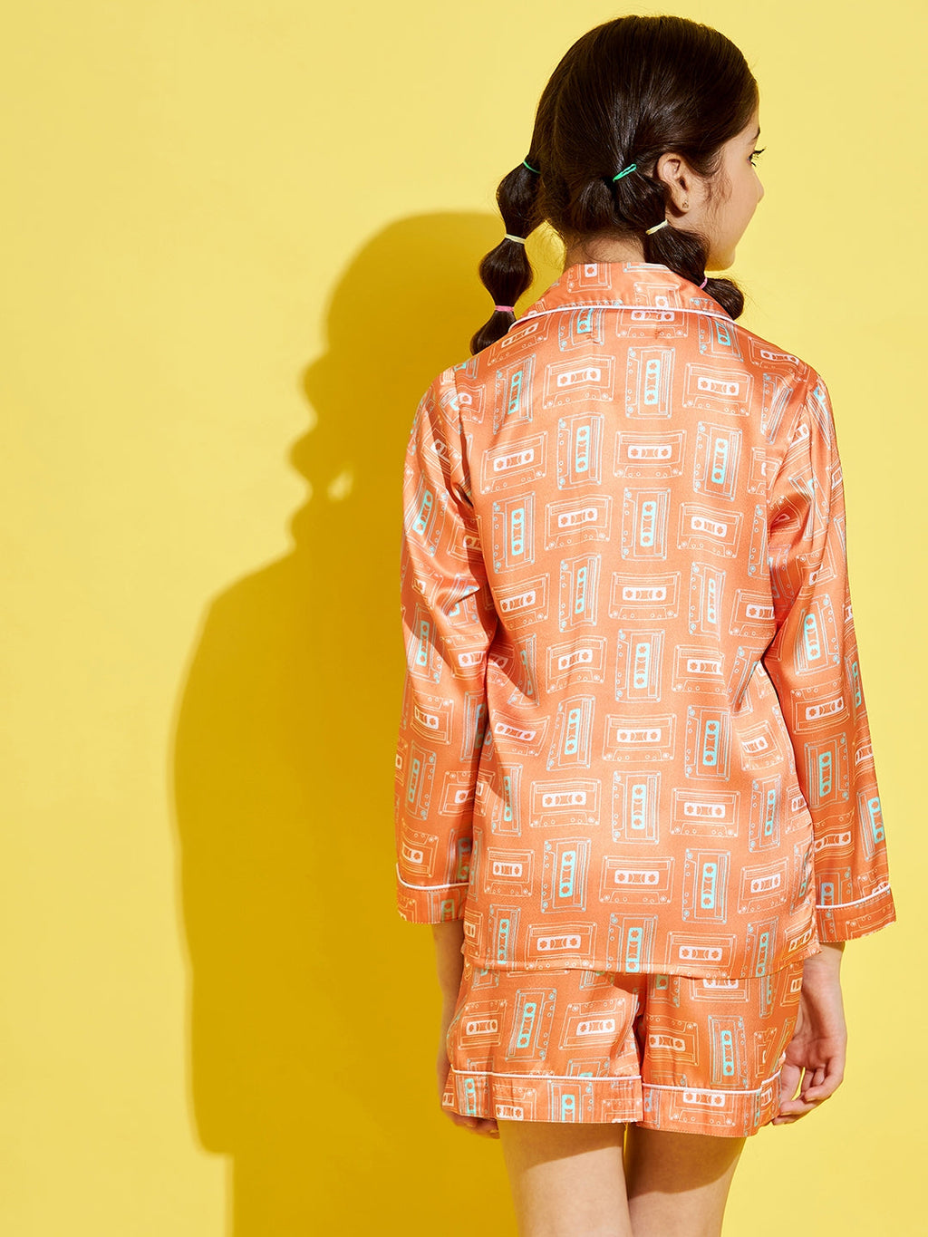 Cherry  Jerry Girls Orange  White Printed Night suit