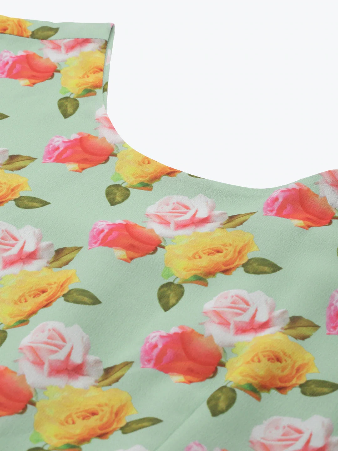 Green & Yellow Floral Georgette Maxi Dress