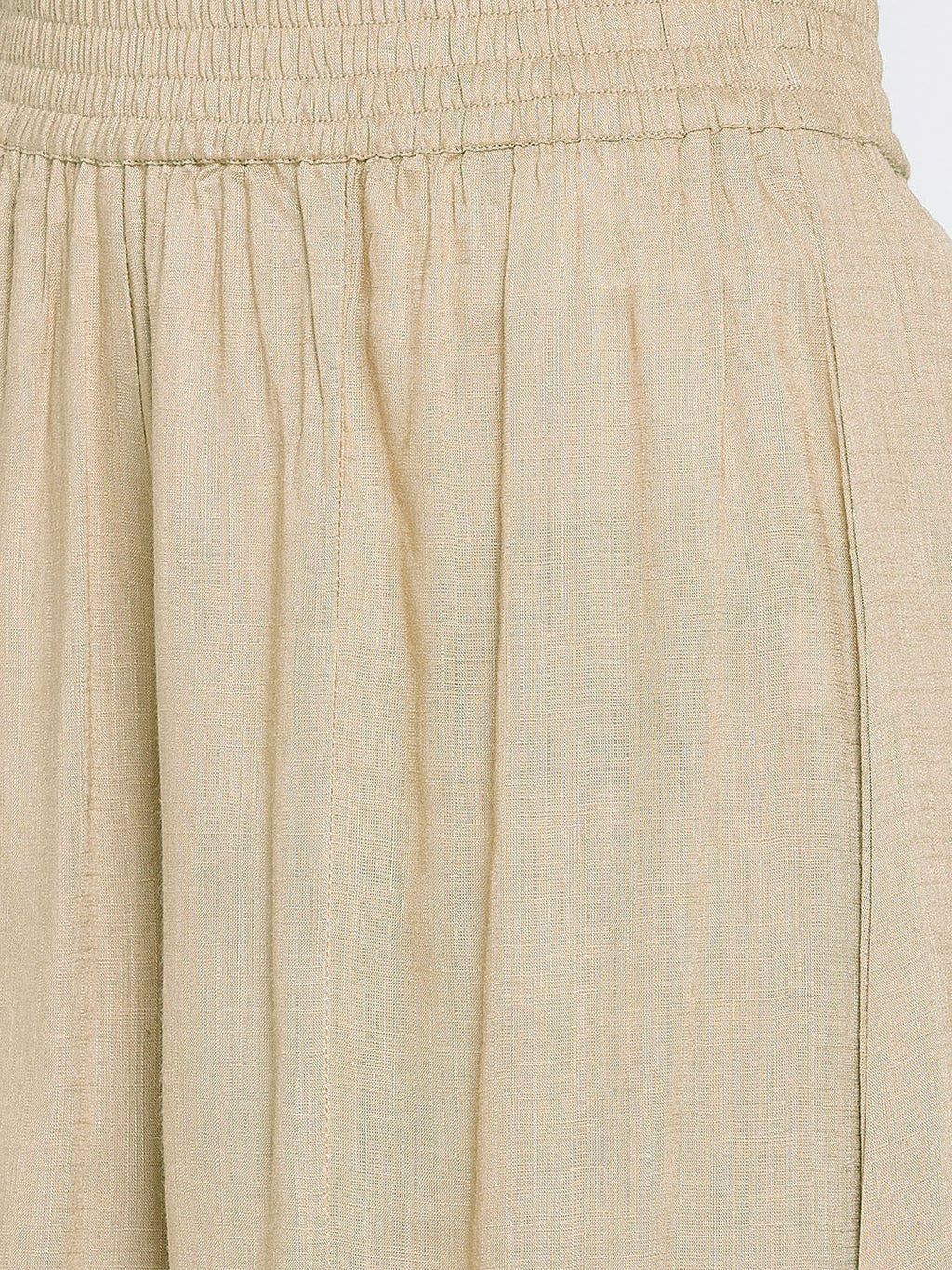 Women Beige Relaxed Flared Solid Parallel Palazzo