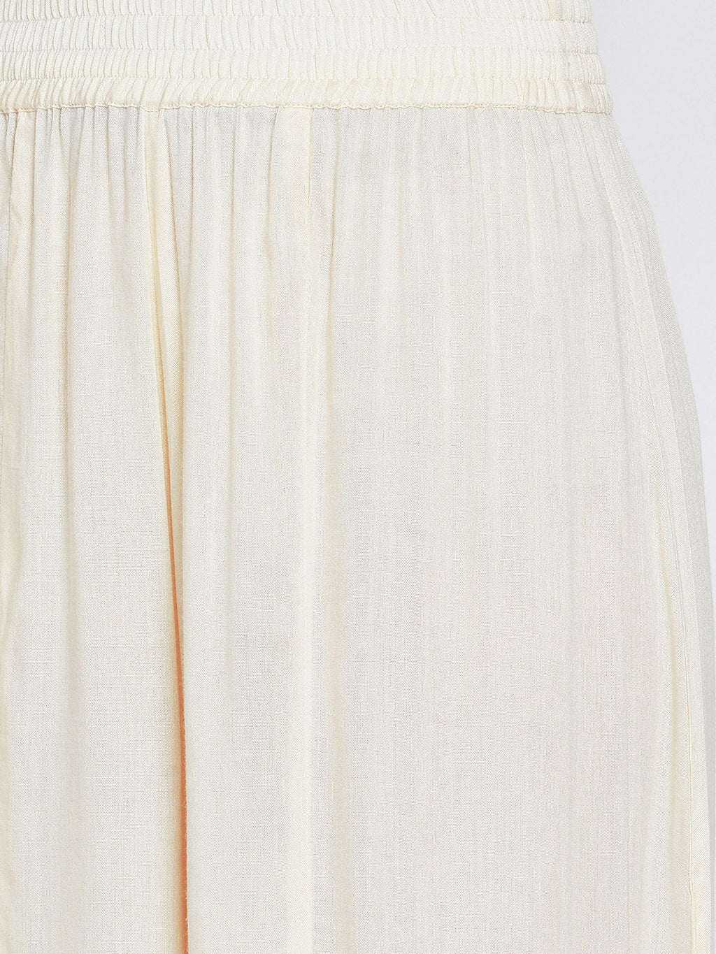 Women Off-White Flared Solid Palazzos