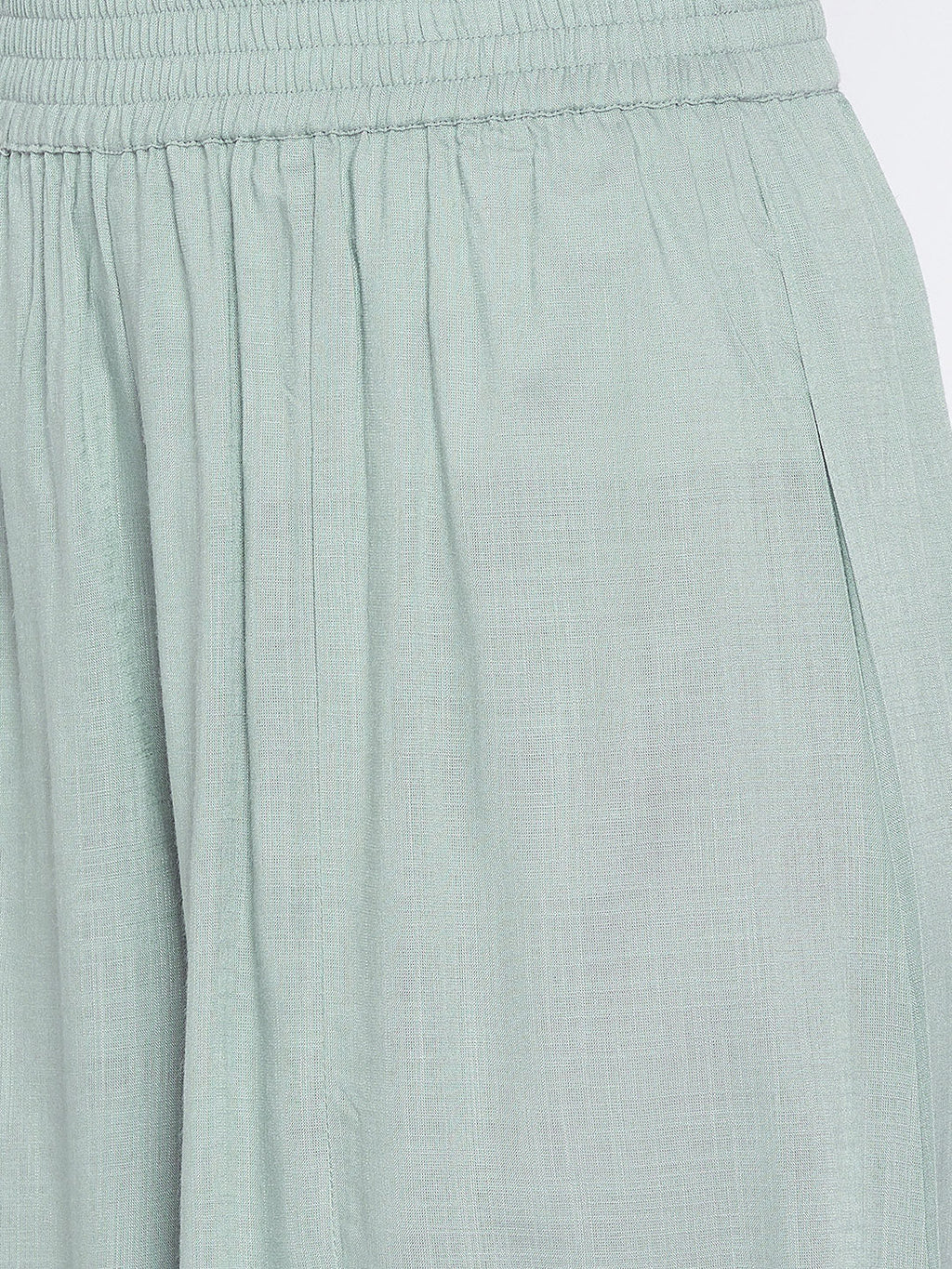 Women Green Solid Wide Leg Palazzos