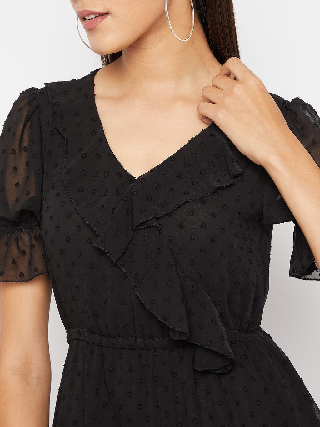 Women Black layered wrap Dress