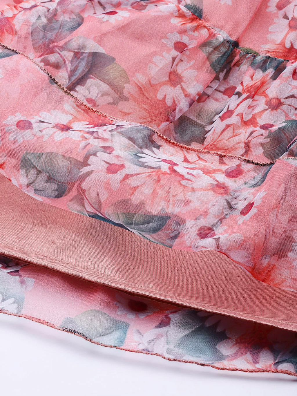 PANIT Peach-Coloured Floral Fit And Flare Dress