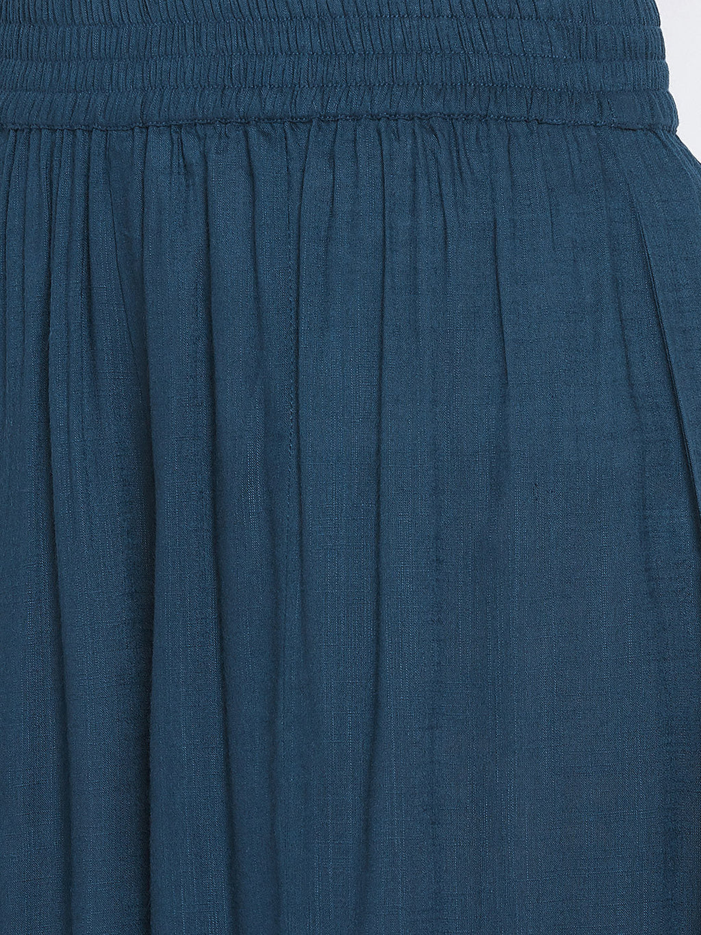 Women Teal Bkue Solid Flared Palazzos