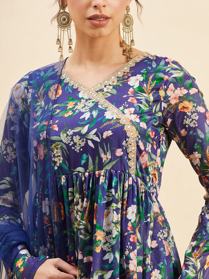 Angrakha Anarkali Kurta With Trousers & Dupatta