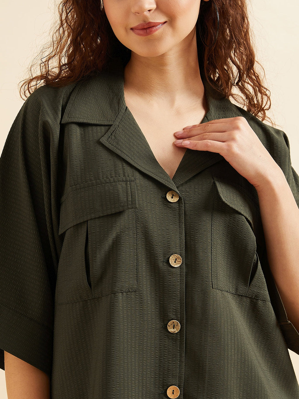 Self Design Oversized Loose Fit Shirt With Trouser Co-Ords