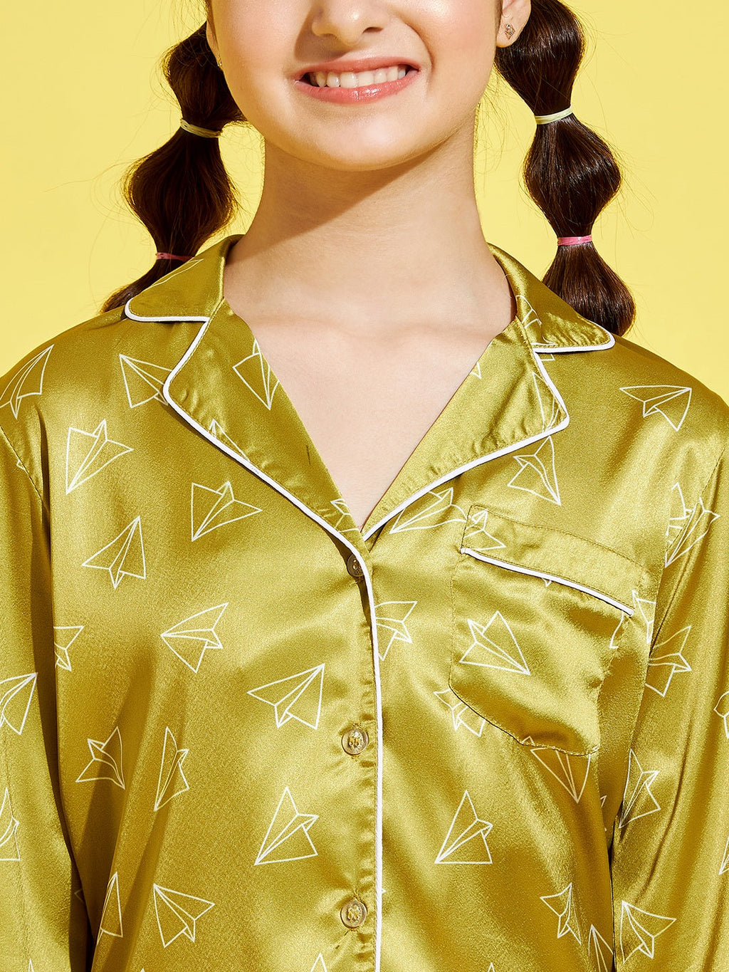 Cherry  Jerry Girls Green  White Printed Night suit