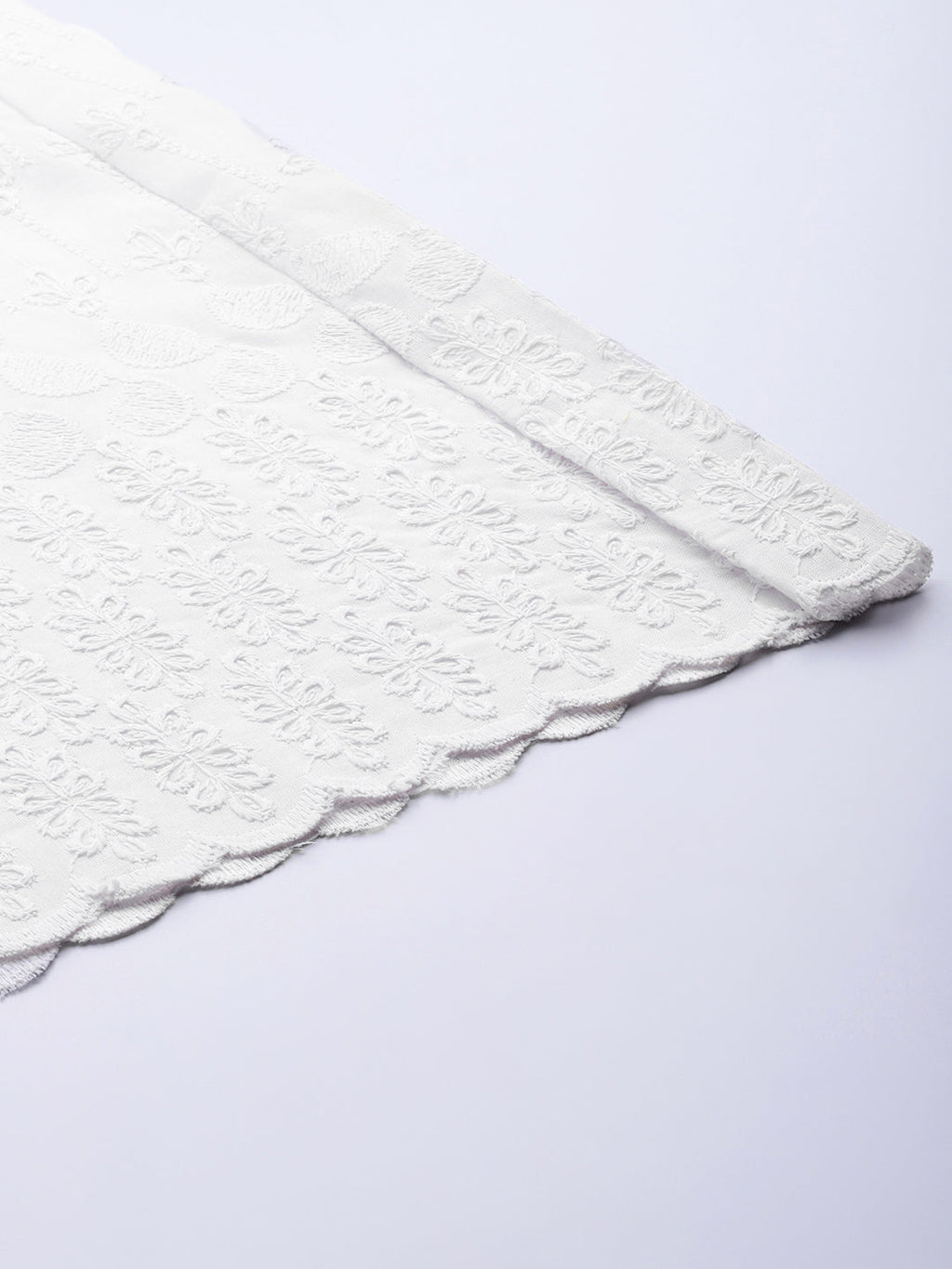 Women White Floral Embroidered Cotton Palazzos