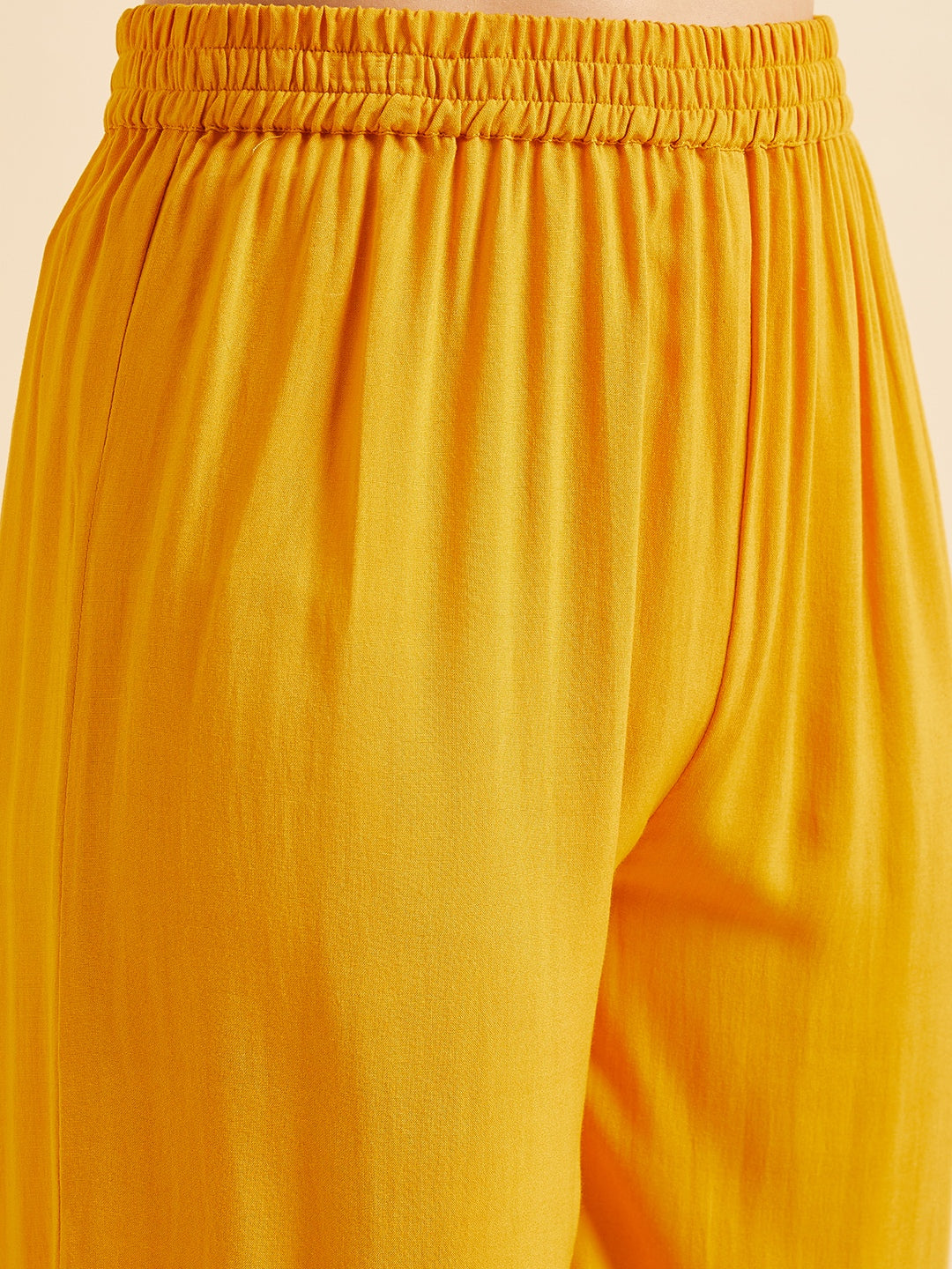 Yellow Ethnic Motifs Chinkari Work Regular Kurta with Trousers & Dupatta