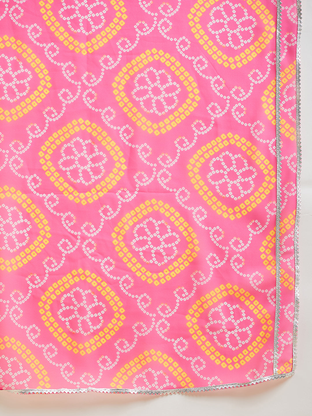 Pink Printed Georgette Angrakha Ethnic Dress With Dupatta