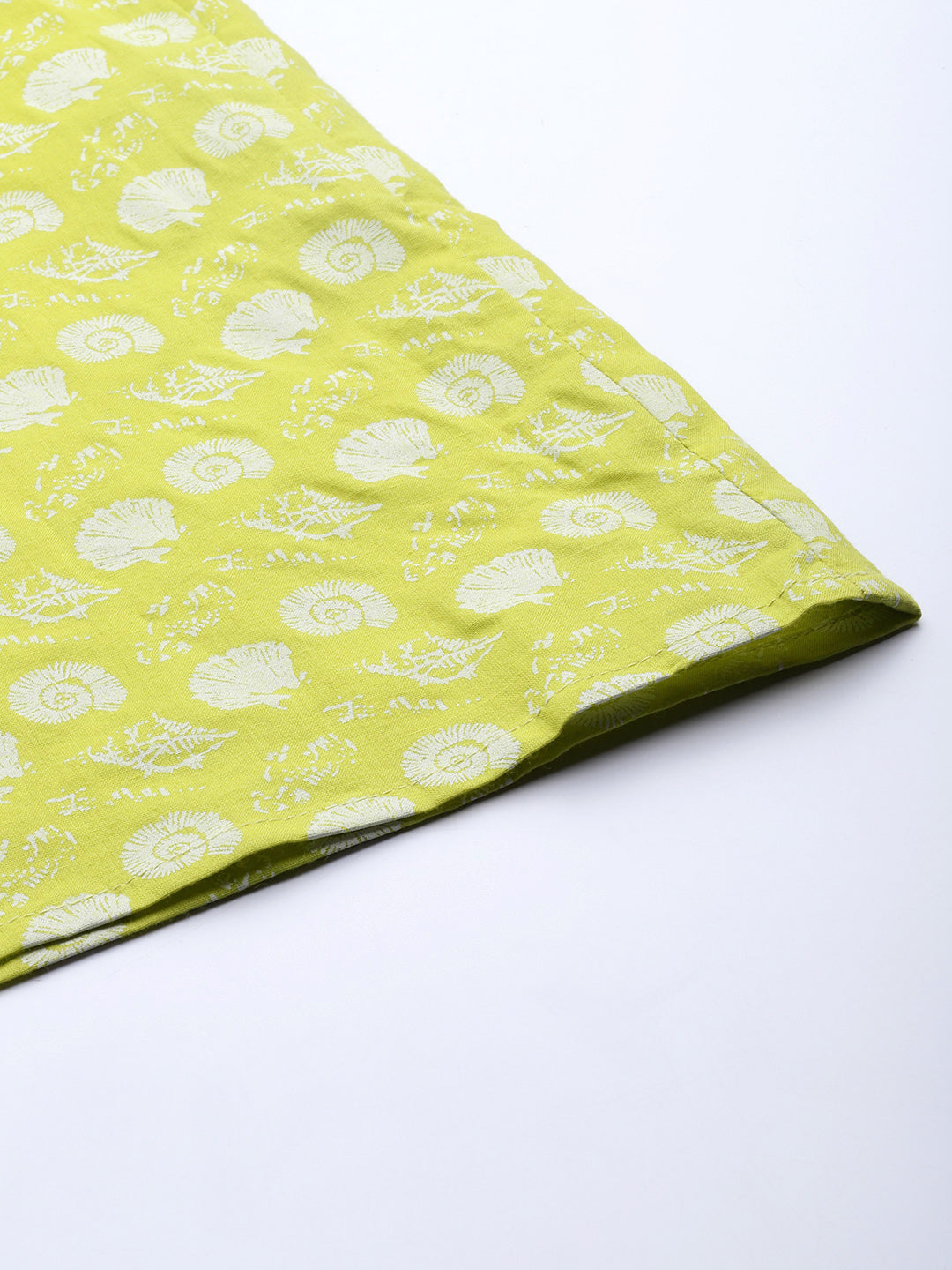 Women Lime Green & White Ethnic Motifs Printed Cotton Palazzos
