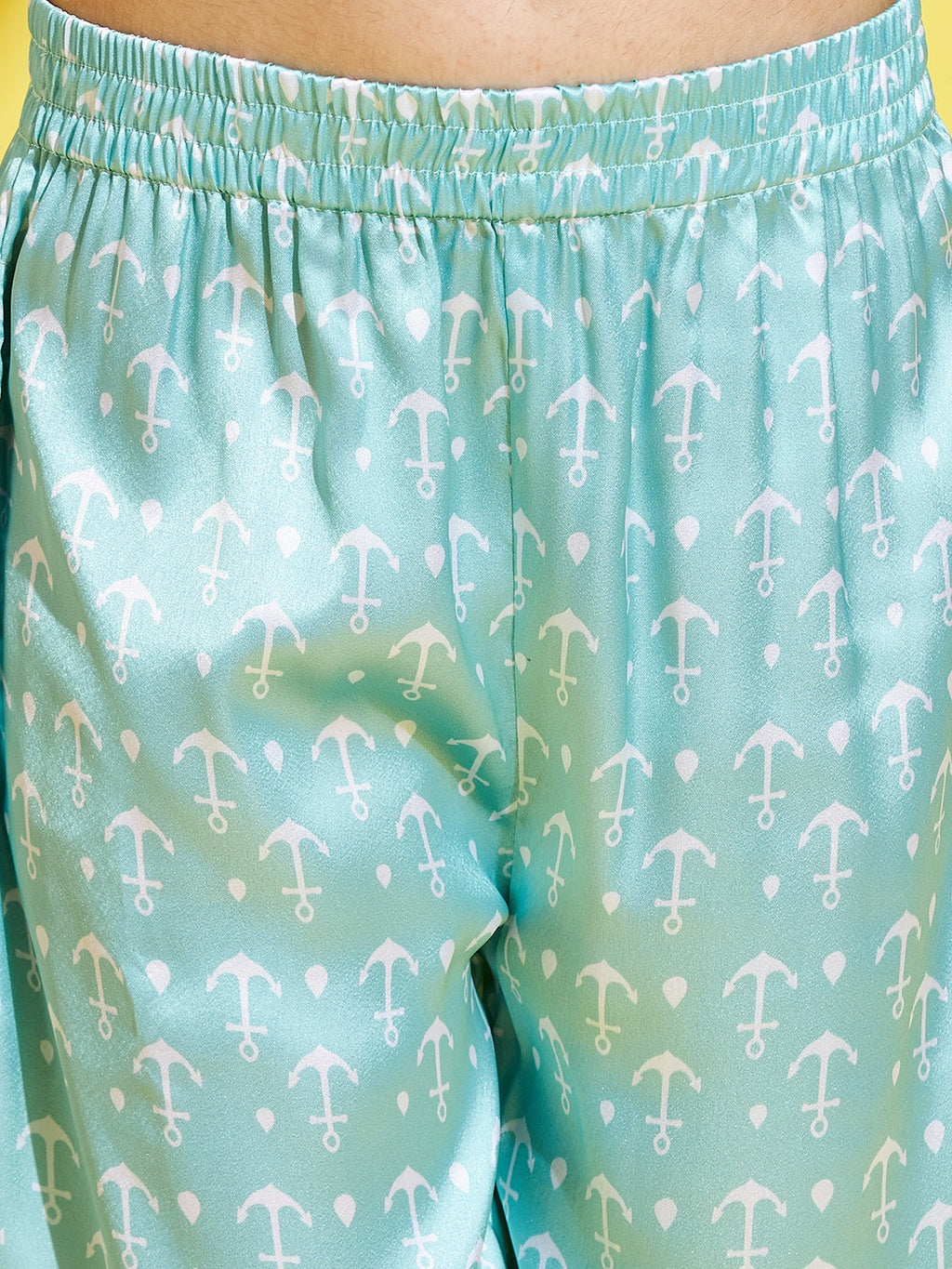 Cherry Jerry Girls Turquoise Blue White Printed Nightsuit
