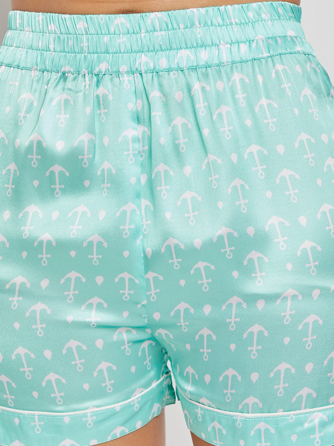 Women Blue & White Printed Night suit
