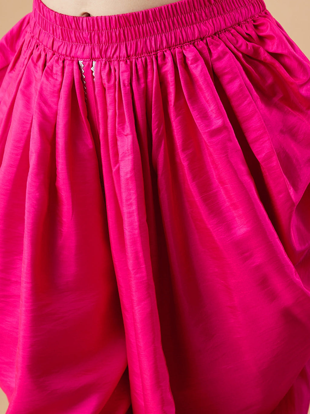 Girls Tiered Gotta Patti Kurti with Dhoti Pants & With Dupatta