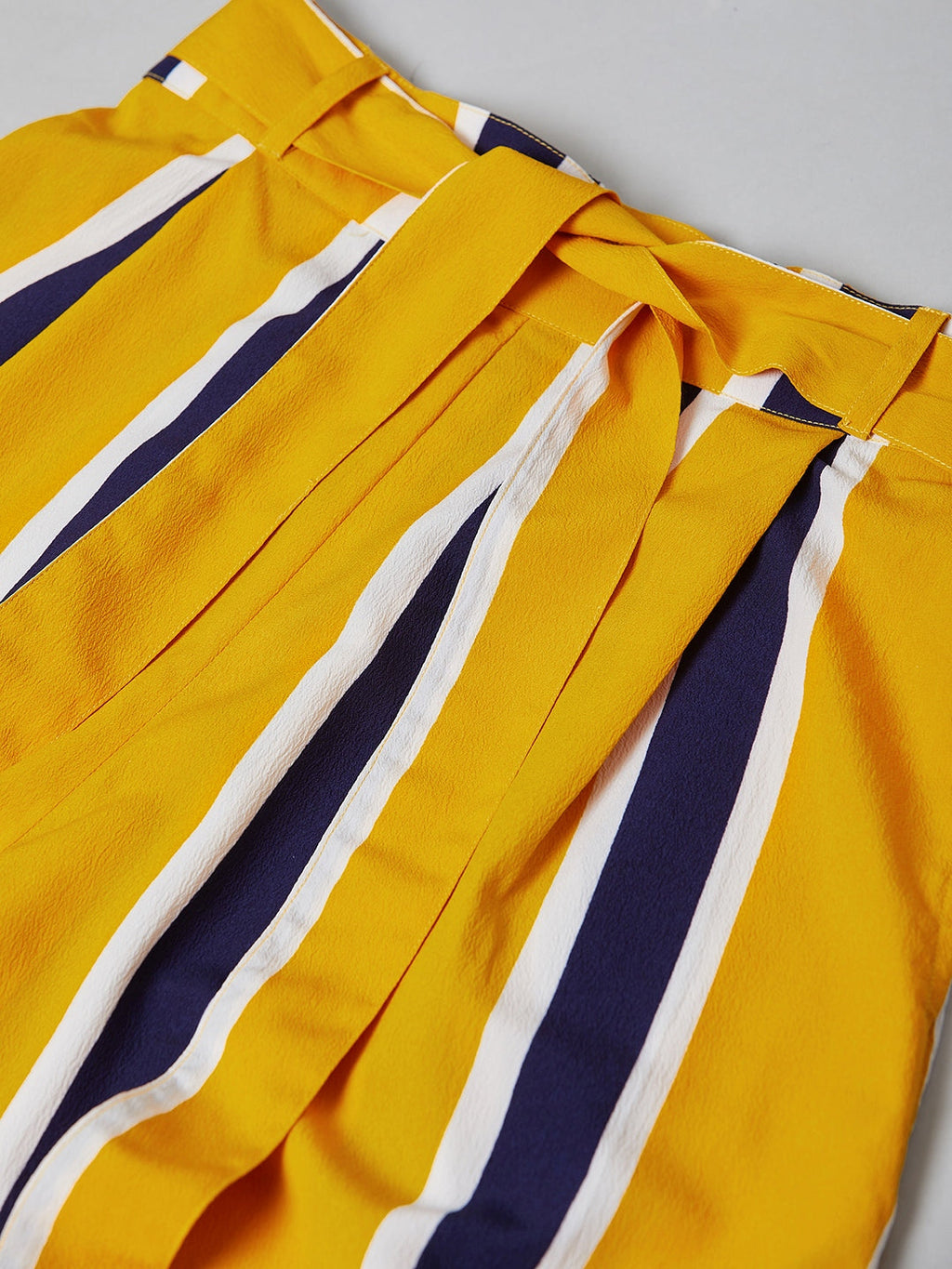 PANIT Women Yellow & Blue Relaxed Loose Fit Striped Trouser