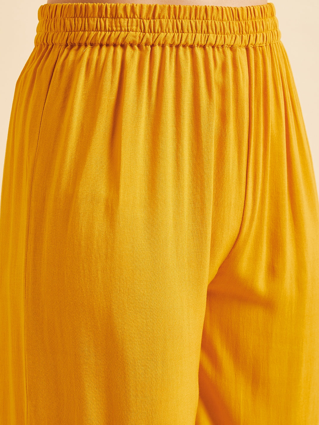 Yellow Ethnic Motifs Embroidered Thread Work Regular Kurta with Palazzos & Dupatta