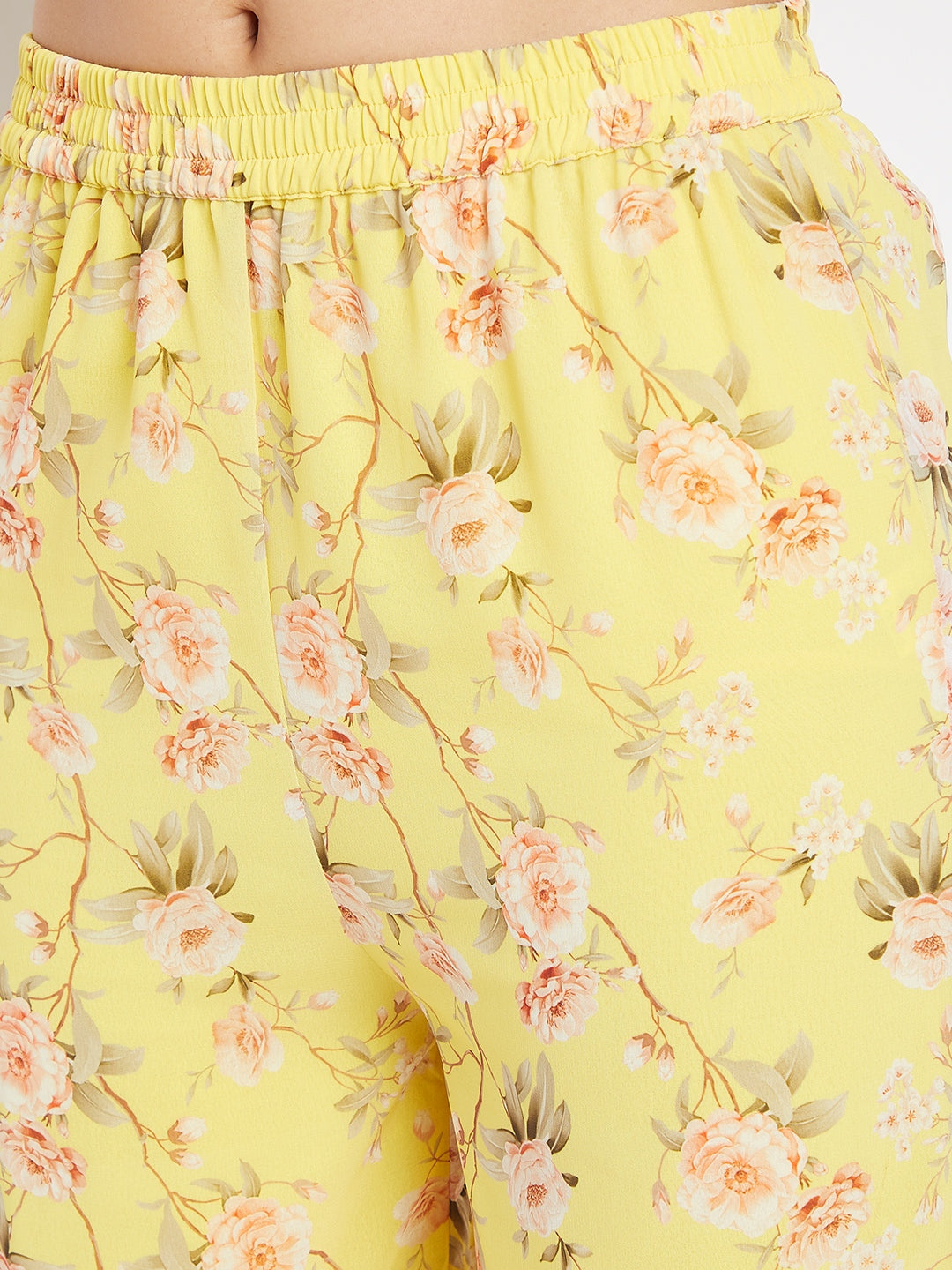 Women Yellow Floral Print Sharara Set With Dupatta