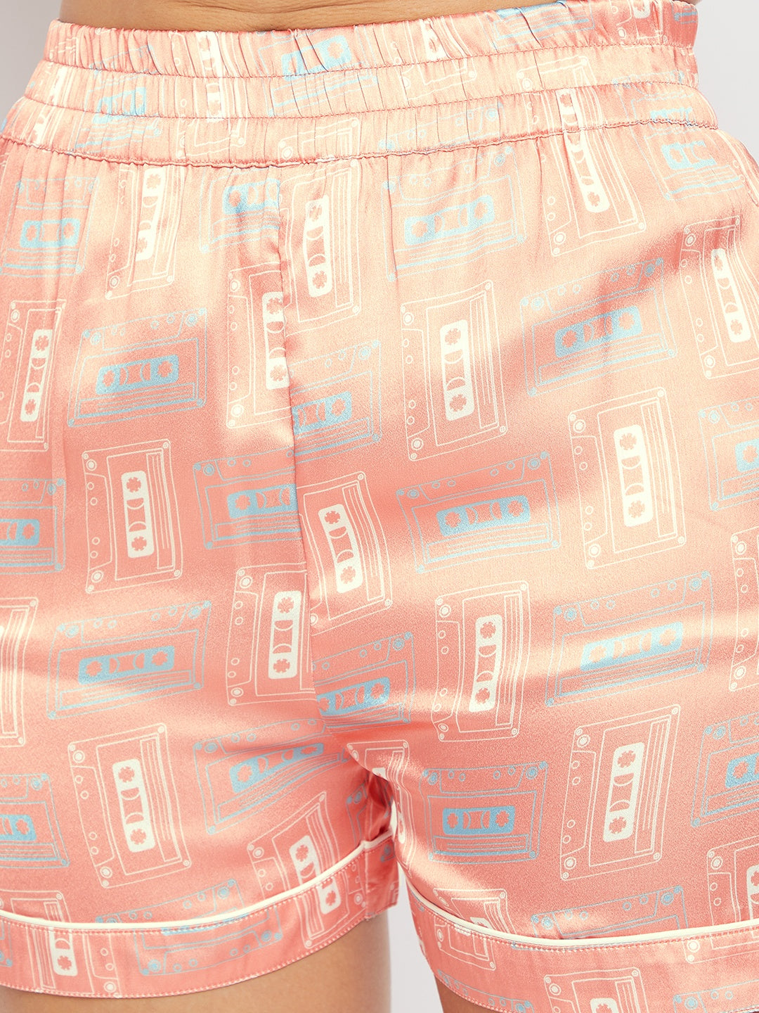 Women Pink & Beige Printed Night suit