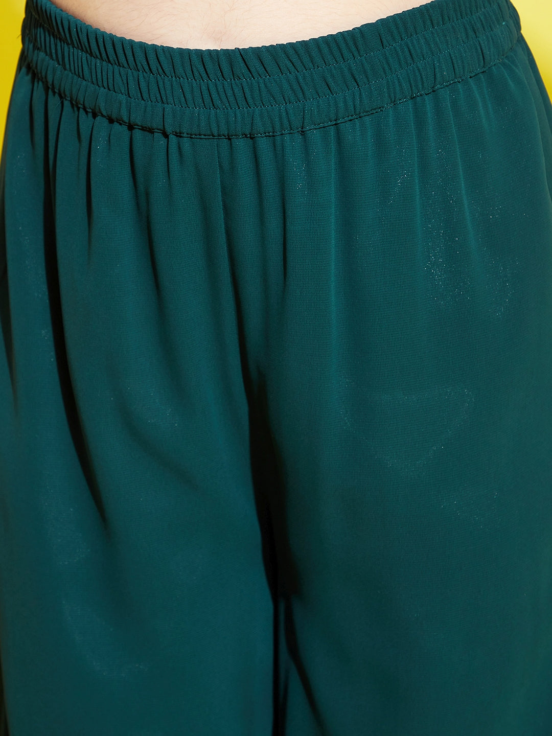 Girls Green Embroidered Straight Kurta with Palazzo & With Dupatta