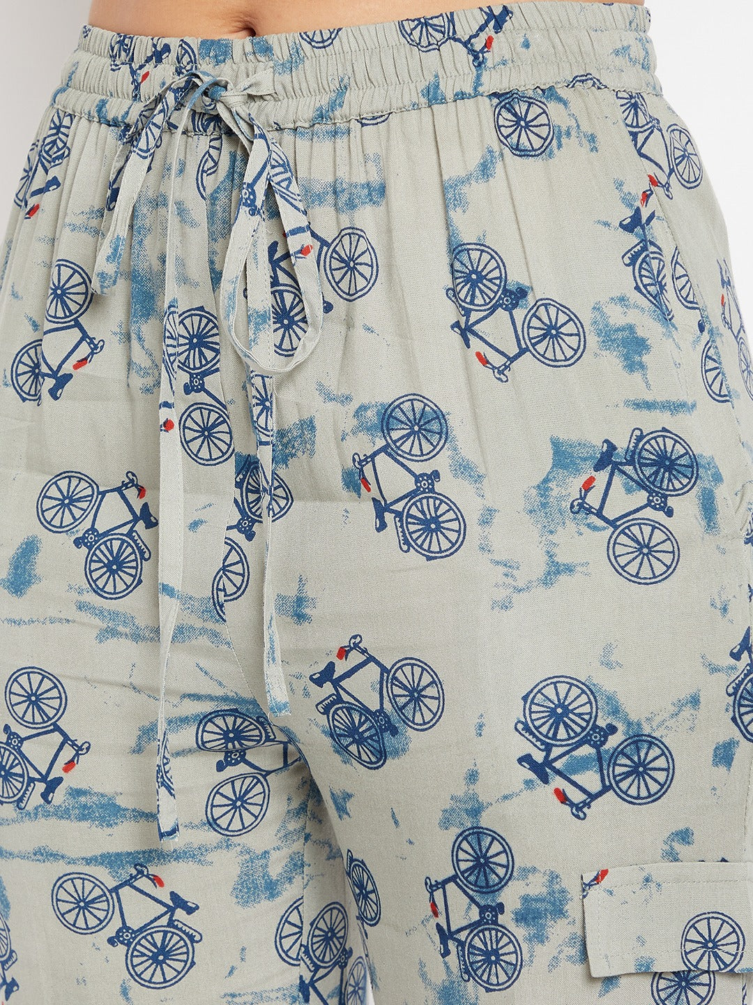 PANIT Grey and Blue Cycle Printed Two-Piece Jumpsuit