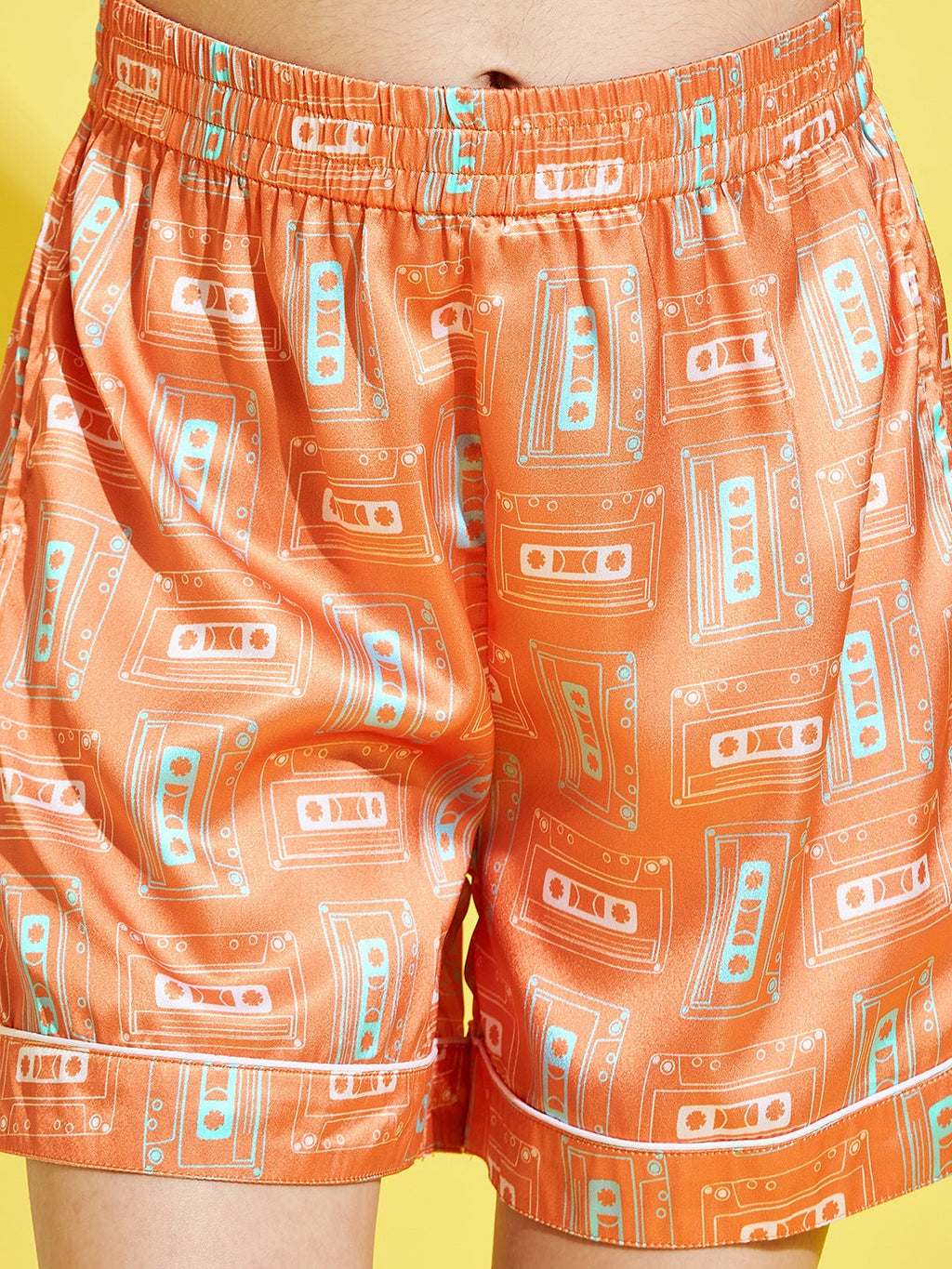 Cherry  Jerry Girls Orange  White Printed Night suit