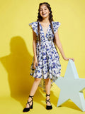 Girl White Floral Midi Dress