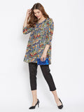 Women Multicoloured Printed Pure Cotton Anarkali Pure Cotton Kurti