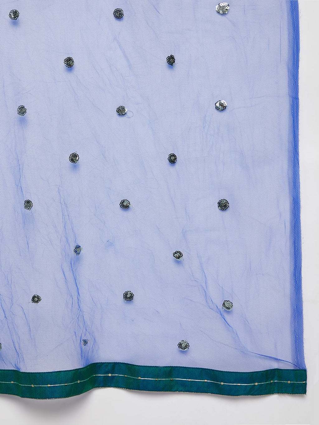 Women Green Blue Sequin Straight Kurta Set with Dupatta