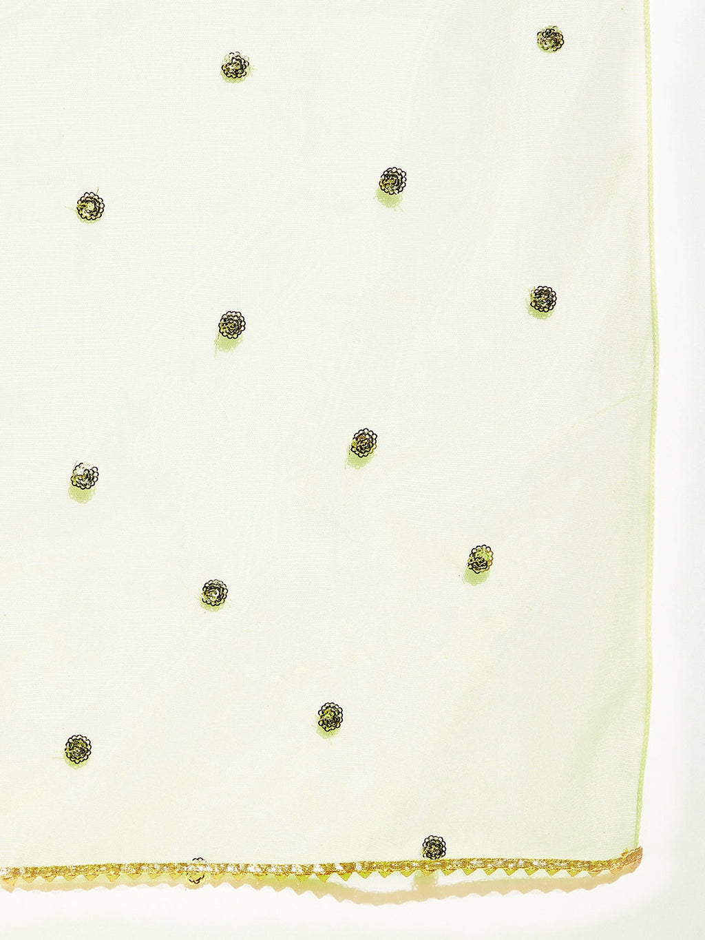 Girls Green Embroidered Straight Kurta with Palazzo & With Dupatta