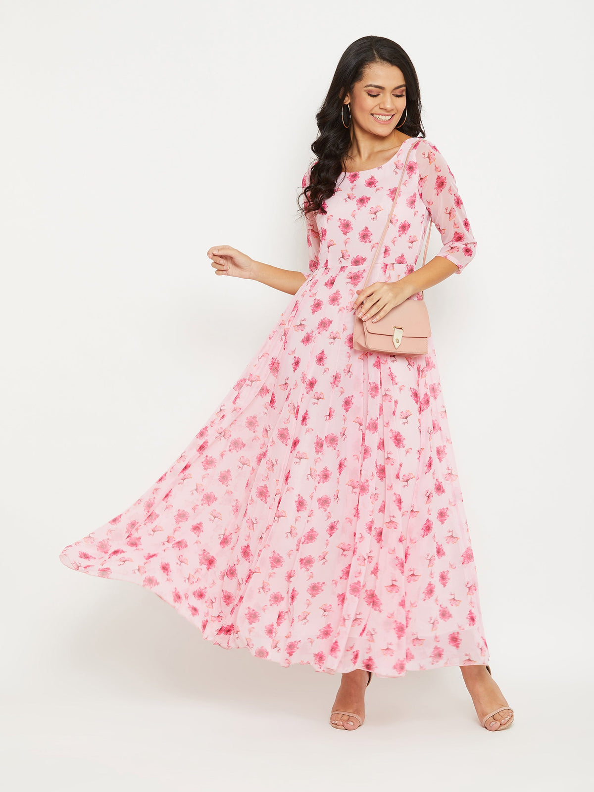 Women Pink Floral Printed Maxi dress