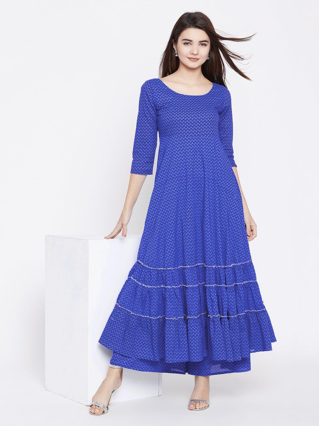 PANIT Women Blue Ethnic Motifs Printed Kurta