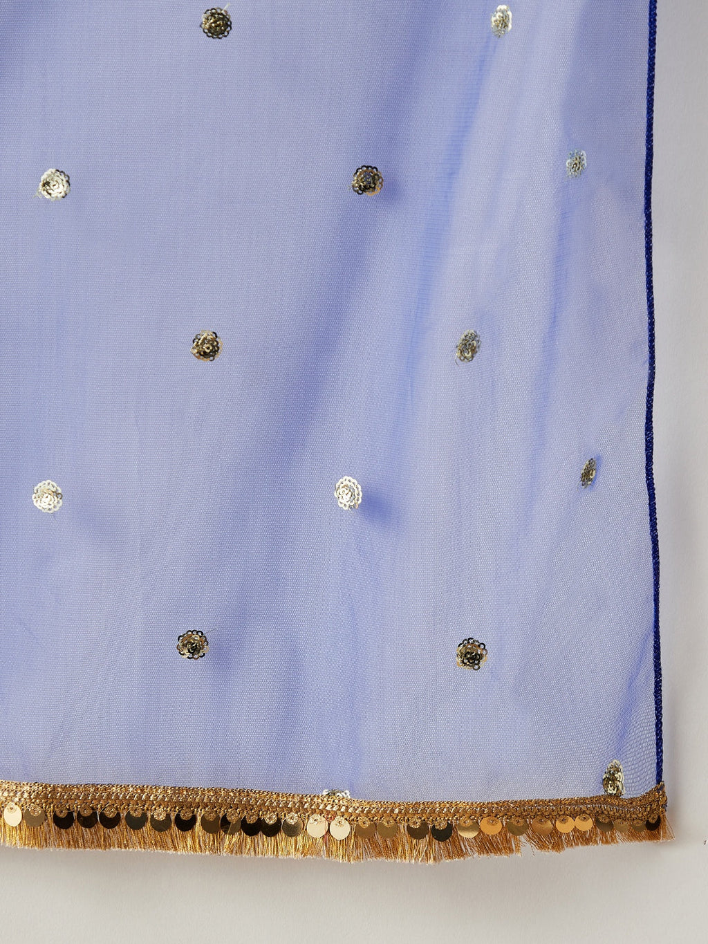 Girls Striped Angrakha Sequinned Kurta with Palazzos & With Dupatta