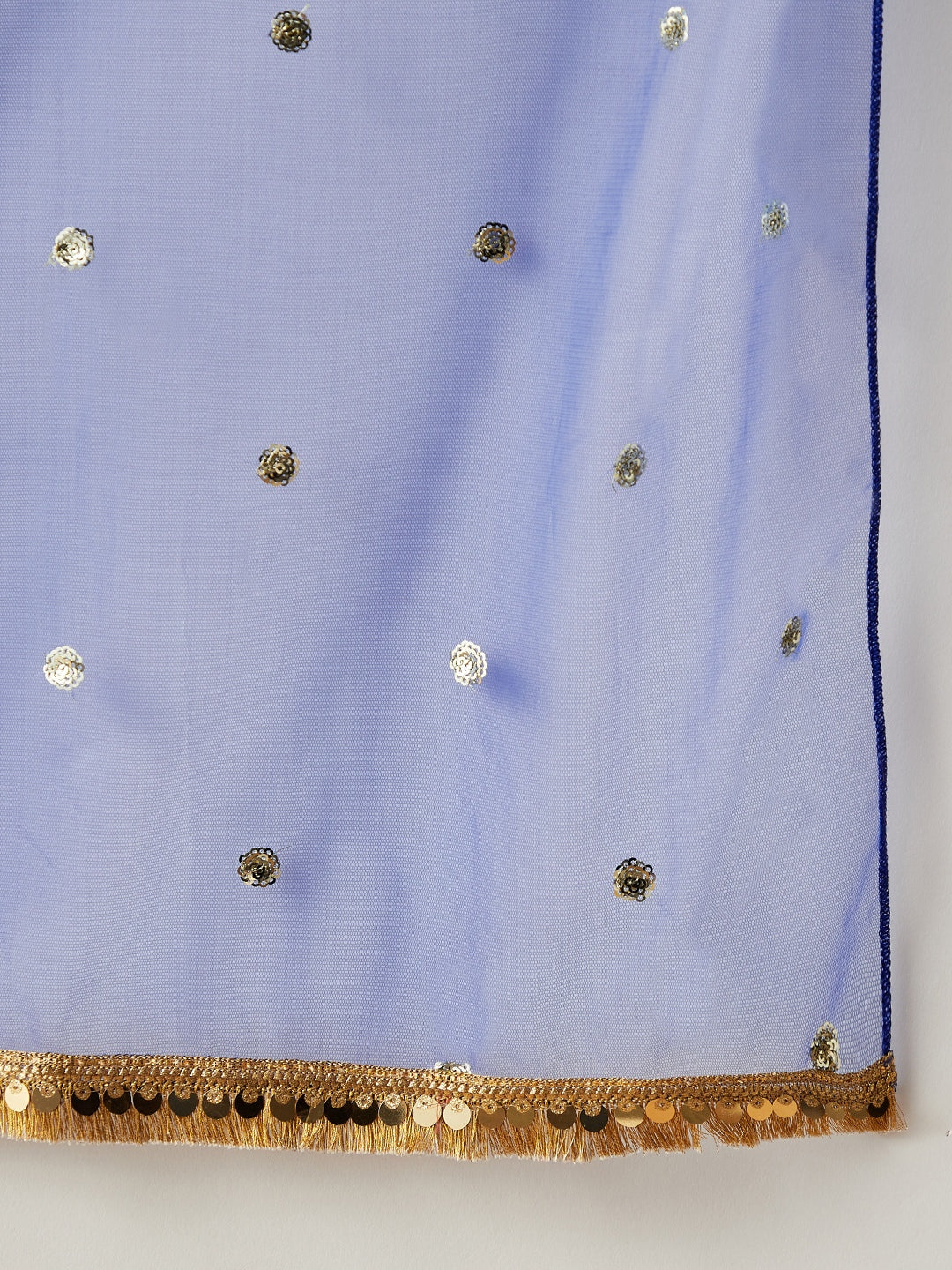 Girls Striped Angrakha Sequinned Kurta with Palazzos & With Dupatta
