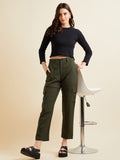 Olive Smart Slim Fit Wrinkle Free Cigarette Trousers
