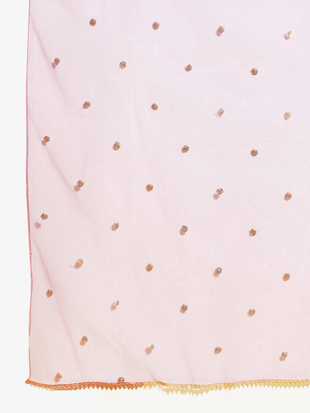 Girls Pink Ethnic Motifs Embroidered Empire Kurta with Sharara & Dupatta