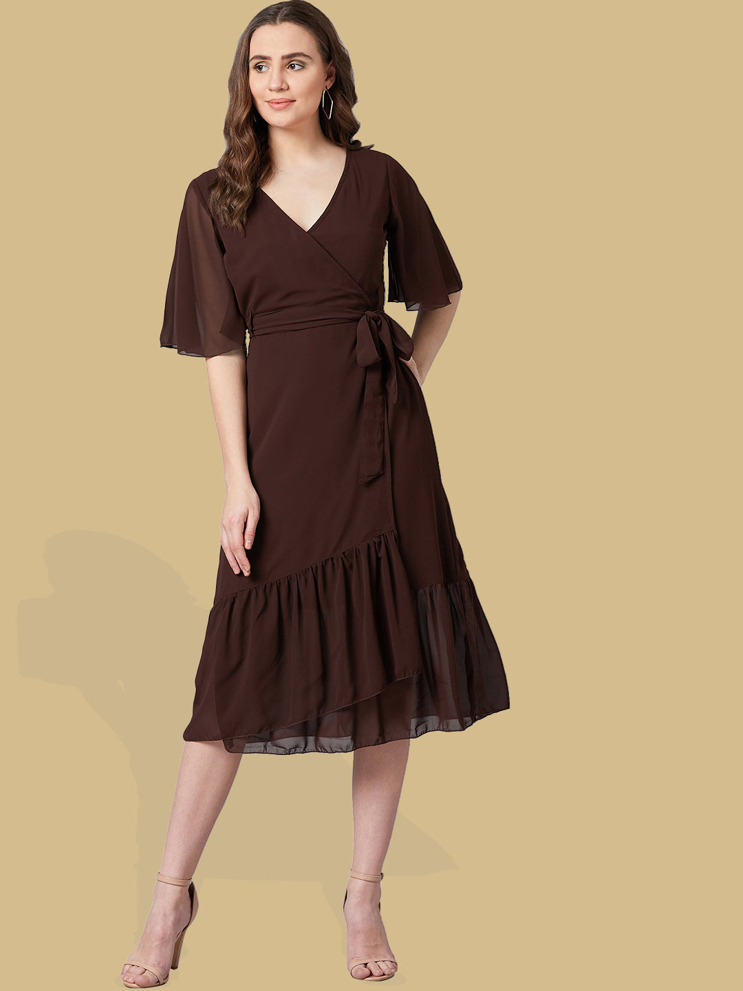 PANIT Women Wrap Midi Dress