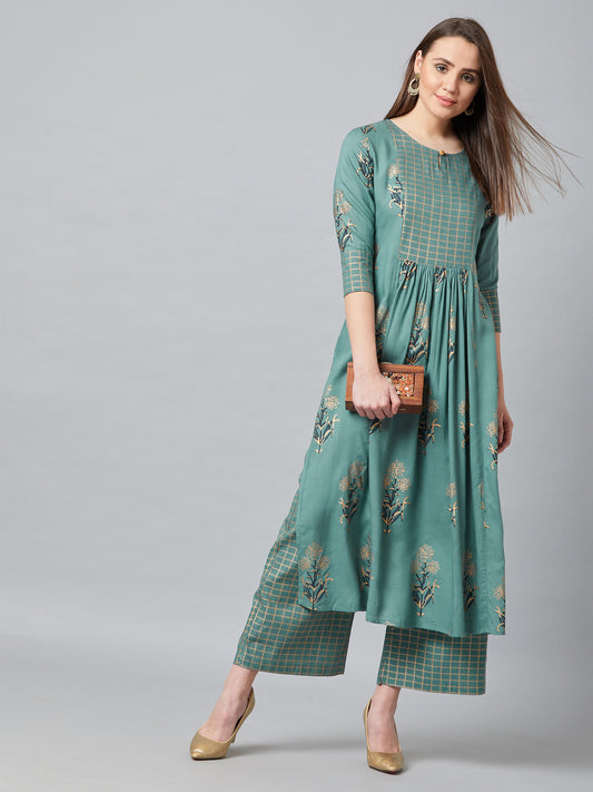 Women A-line Kurta And Palazzo Set