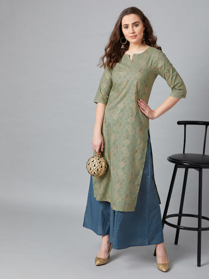 Women Straight Kurta And Palazzo Set