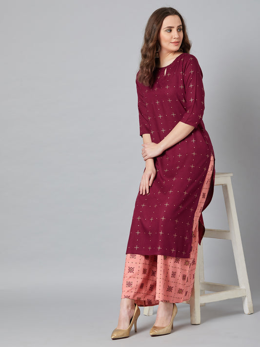 Women Straight Kurta And Palazzo Set