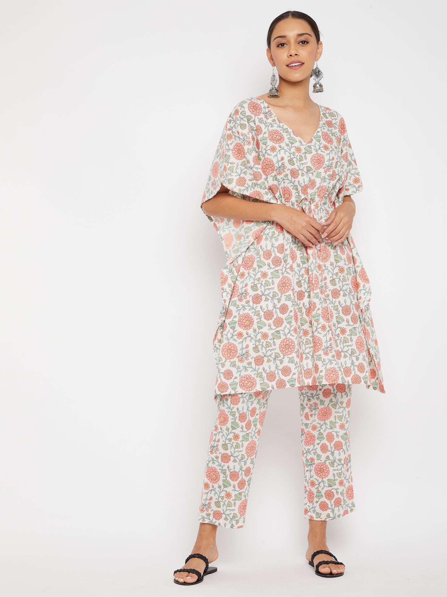 Women Off White Ethnic Motifs Printed Pure Cotton Kurta with Trousers