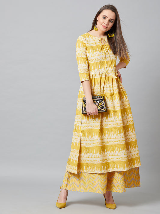Women Flared Kurta And Palazzo Set