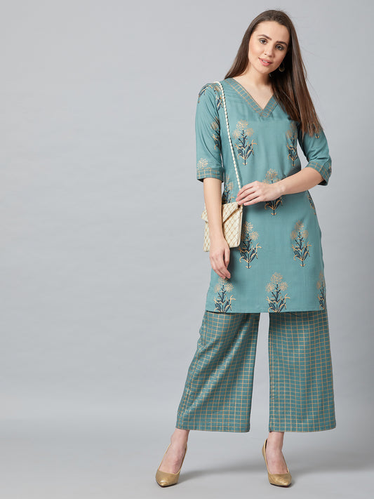 Women A-line Kurta And Palazzo Set