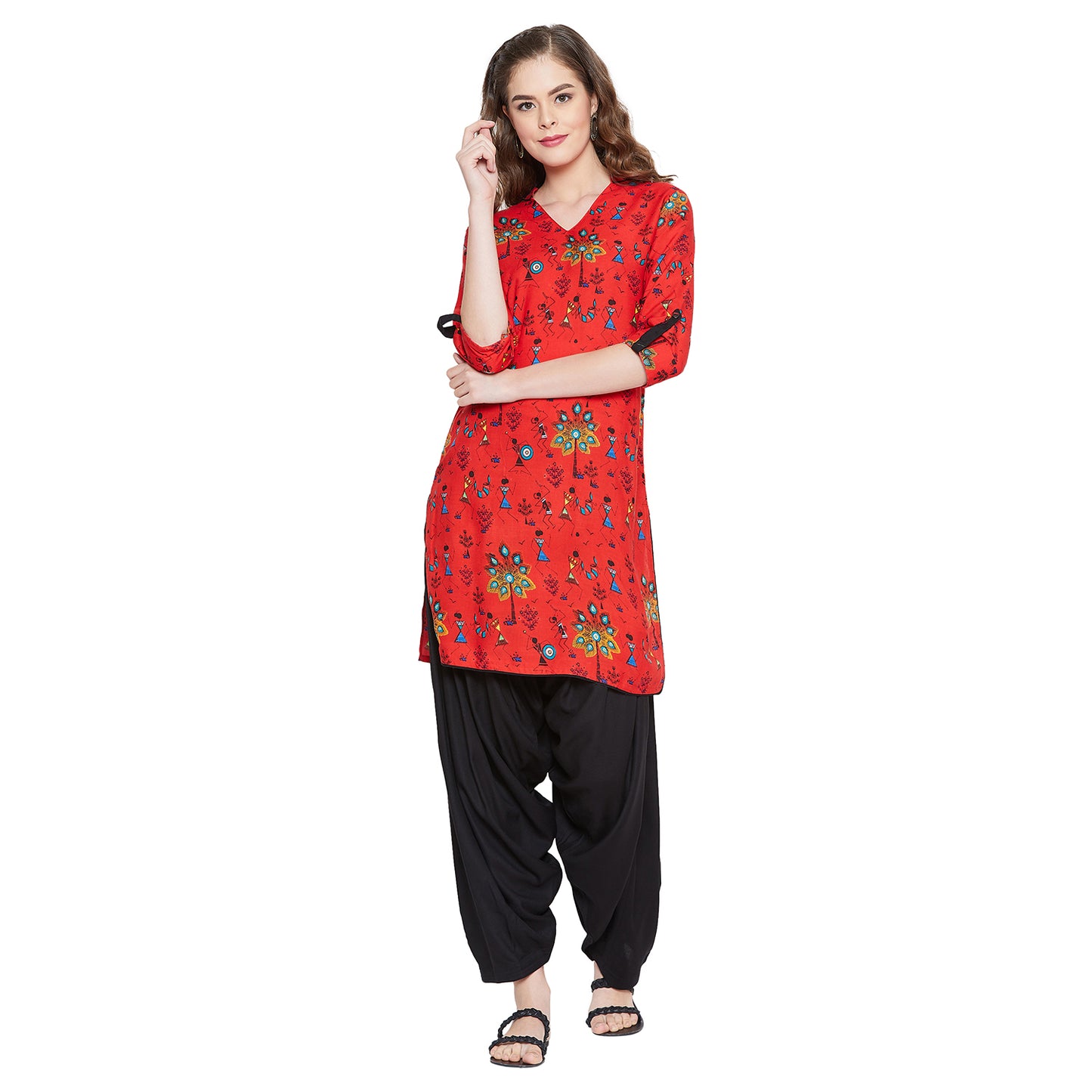 Women's Rayon Straight Kurta and Patiala Set