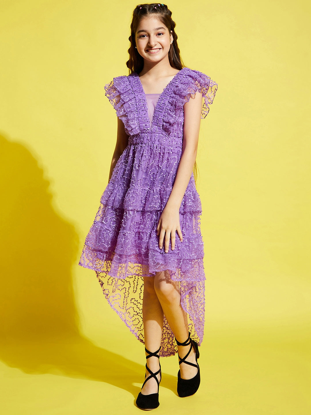 Girls purple fit & flare dress