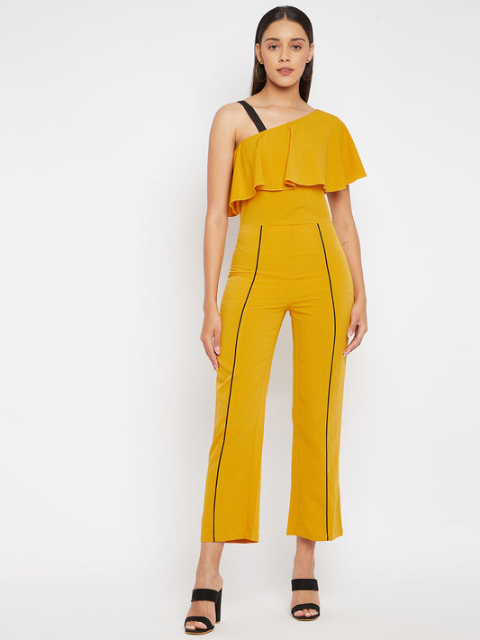 Yellow Basic Jumpsuit with Ruffles