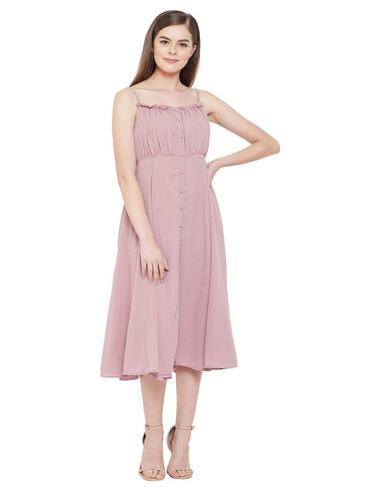 Women's Fit and Flare Midi Length Dress