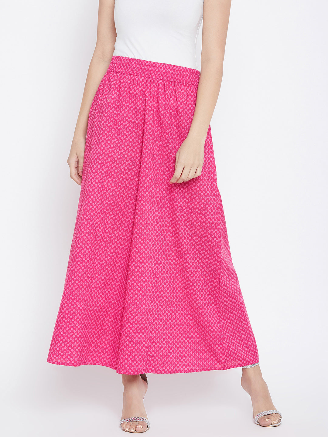 Women Magenta Printed Flared Palazzos