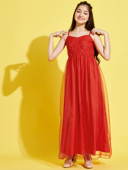 Girls Red Net Maxi Maxi Dress