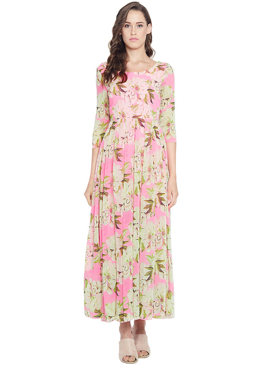 Women's Light pink Multi colour Floral print Maxi dress