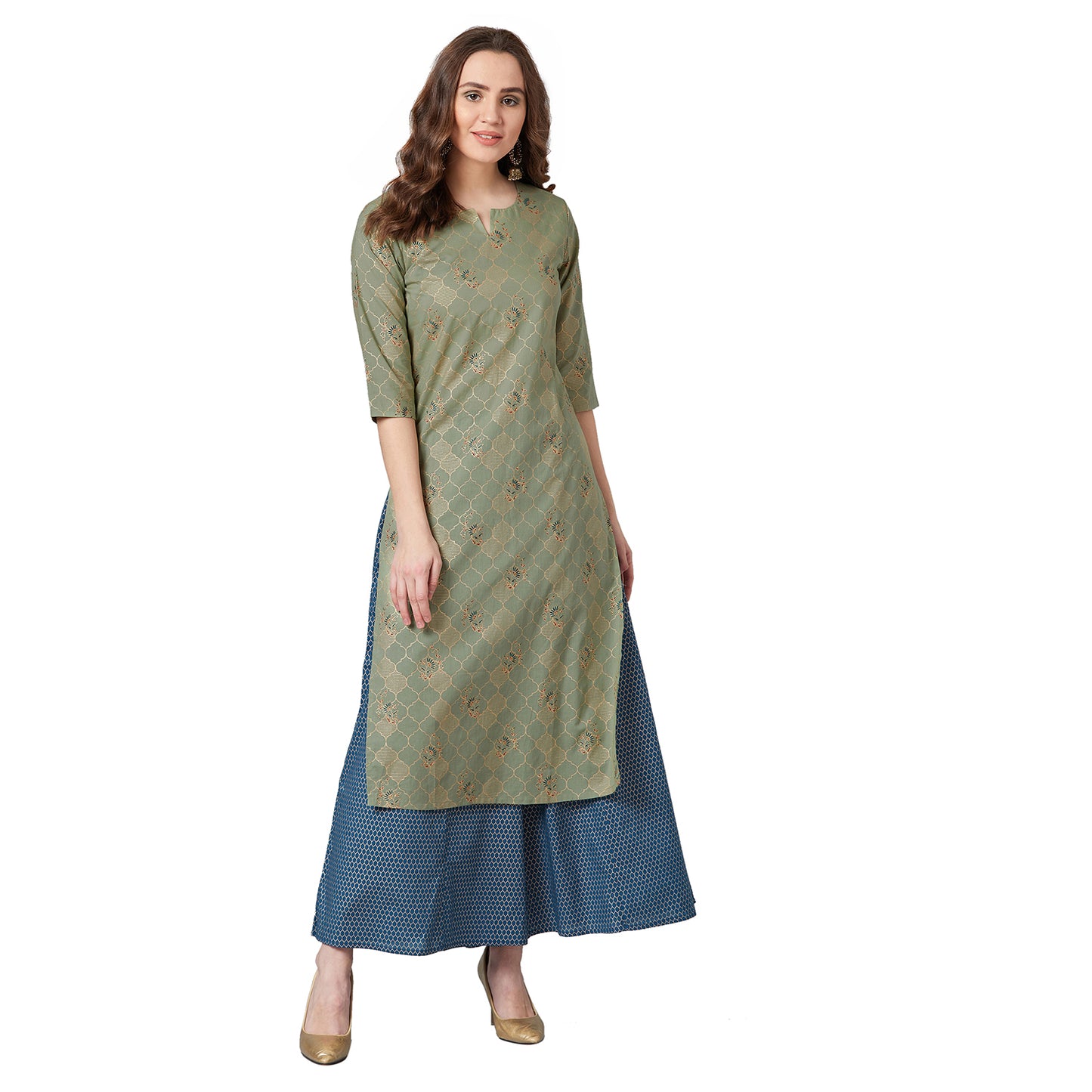 Women Straight Kurta And Palazzo Set